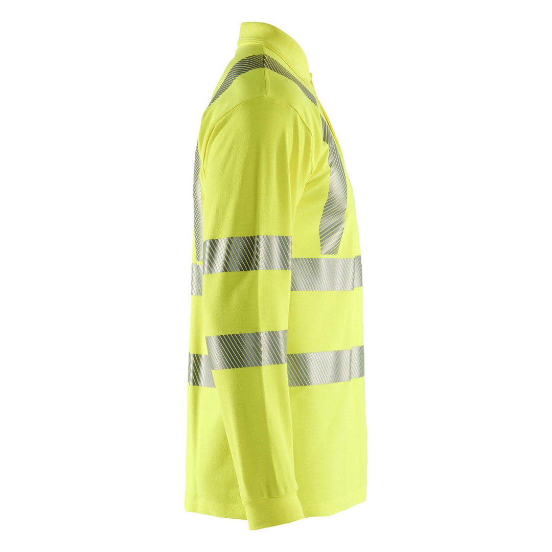 Blaklader 34391741 Long-Sleeved Multinorm Flame Resistant Hi Vis Polo Shirt Hi-Vis Yellow Right #colour_hi-vis-yellow