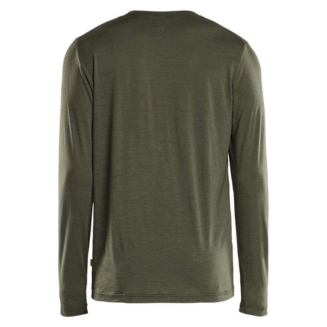 Blaklader 35381743 Long-sleeve Moisture-Wicking Odour Protective Merino Wool T-Shirt Forest Night Rear #colour_forest-night