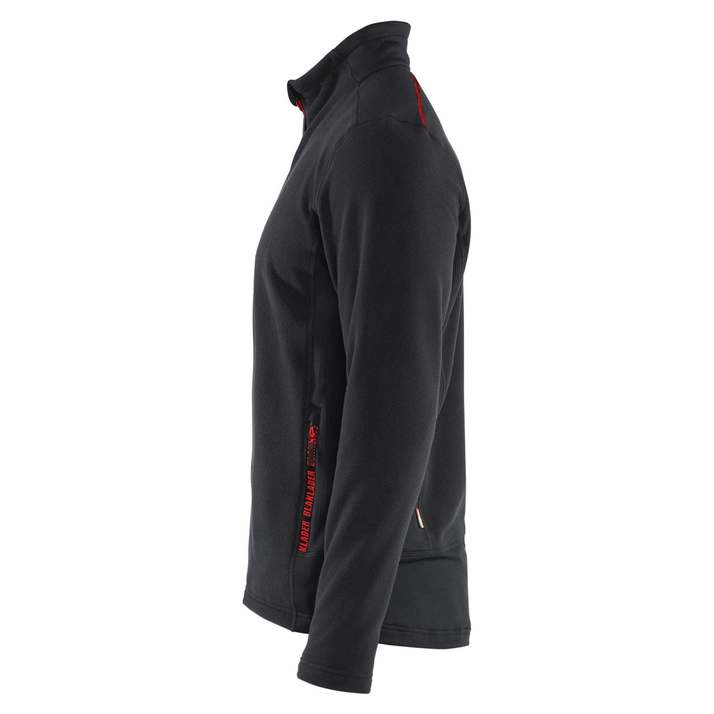 Blaklader 47651010 Microfleece Jacket Black/Red Left #colour_black-red