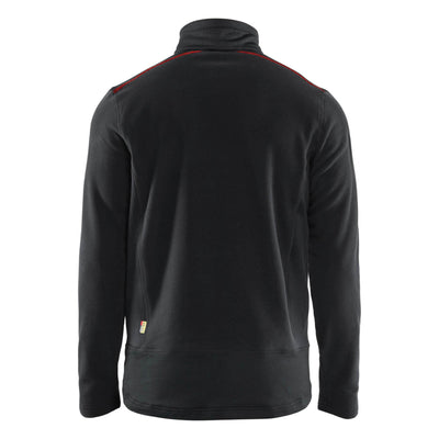 Blaklader 47651010 Microfleece Jacket Black/Red Rear #colour_black-red