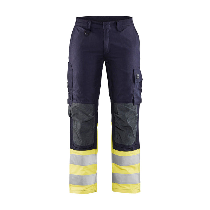 Blaklader 71881512 Multinorm Trousers Flame-Retardant Navy Blue/Hi-Vis Yellow Main #colour_navy-blue-hi-vis-yellow