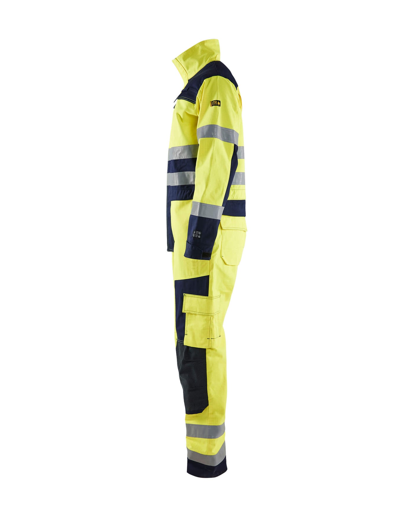 Blaklader 63781514 Multinorm Work Overalls Yellow/Navy Blue Left #colour_yellow-navy-blue