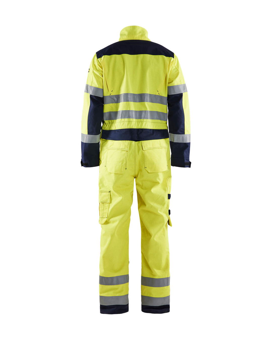 Blaklader 63781514 Multinorm Work Overalls Yellow/Navy Blue Rear #colour_yellow-navy-blue