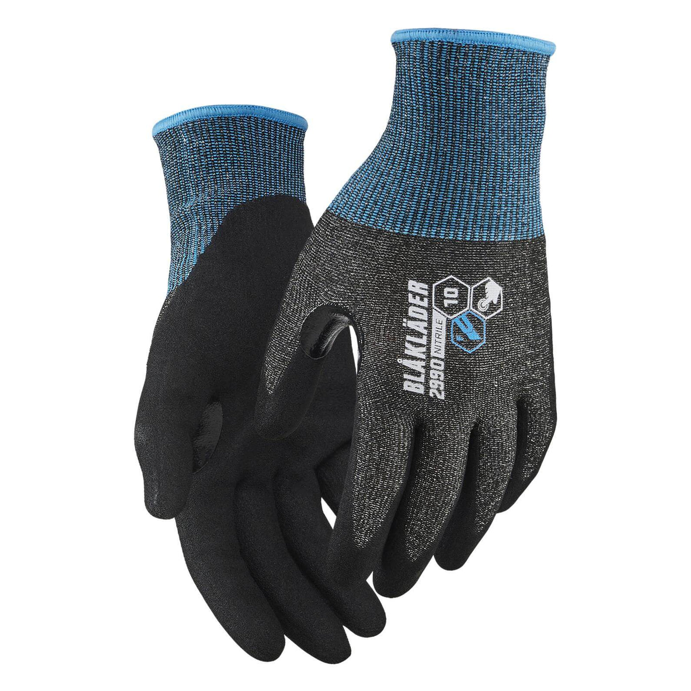 Blaklader 29901411 Nitrile Dipped High Cut Protection Level F Touchscreen Gloves Black Main #colour_black