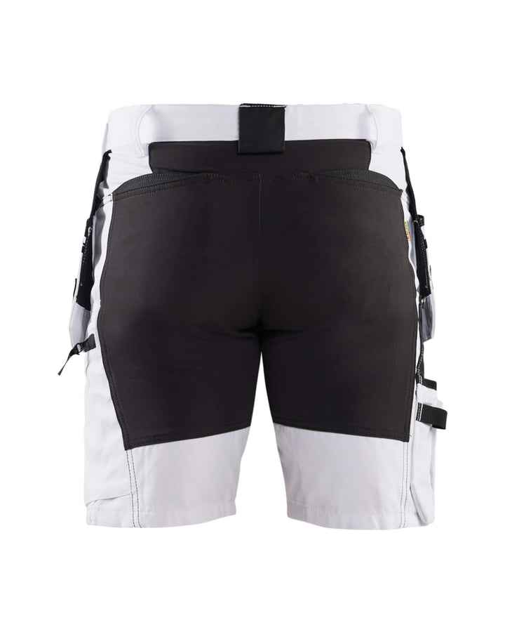 Blaklader 19111000 Painter Shorts With Stretch X1900 White/Black Rear #colour_white-black