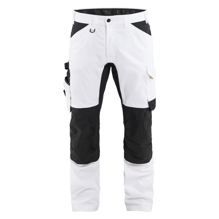 Blaklader 17711832 Painters 4-Way Stretch Panel Trousers White/Black Main #colour_white-black