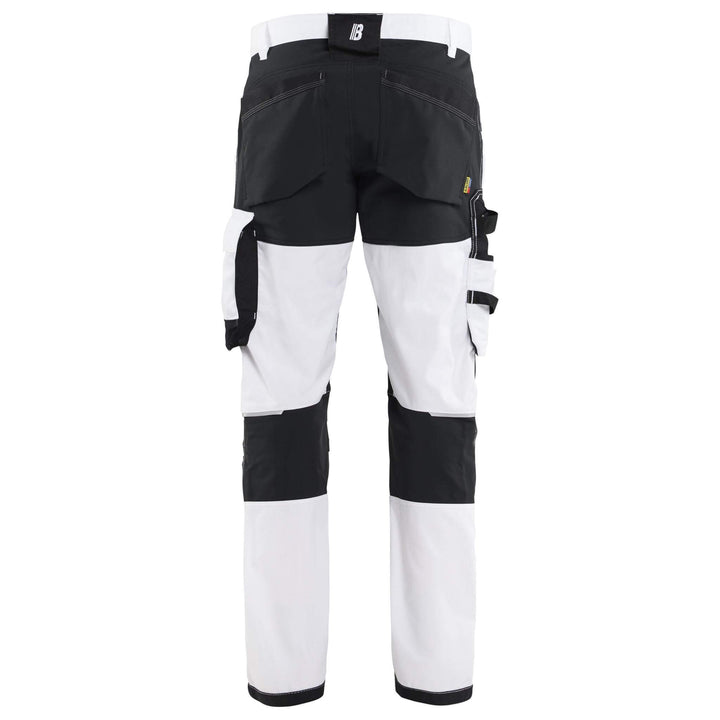 Blaklader 17711832 Painters 4-Way Stretch Panel Trousers White/Black Rear #colour_white-black