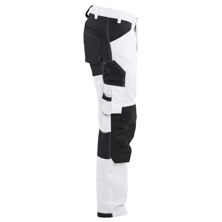 Blaklader 17711832 Painters 4-Way Stretch Panel Trousers White/Black Right #colour_white-black