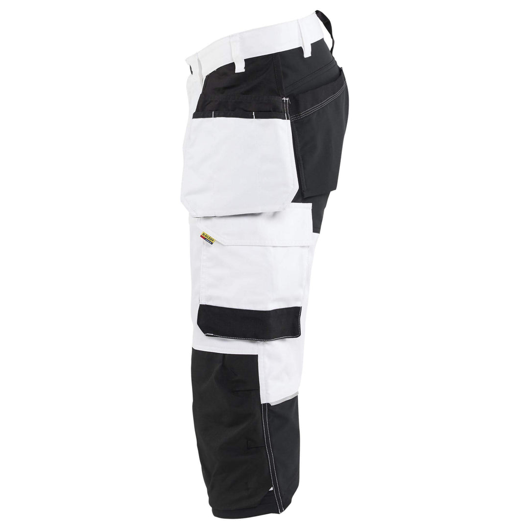 Blaklader 17741832 Painters 4-Way Stretch Pirate Trousers White/Black Left #colour_white-black