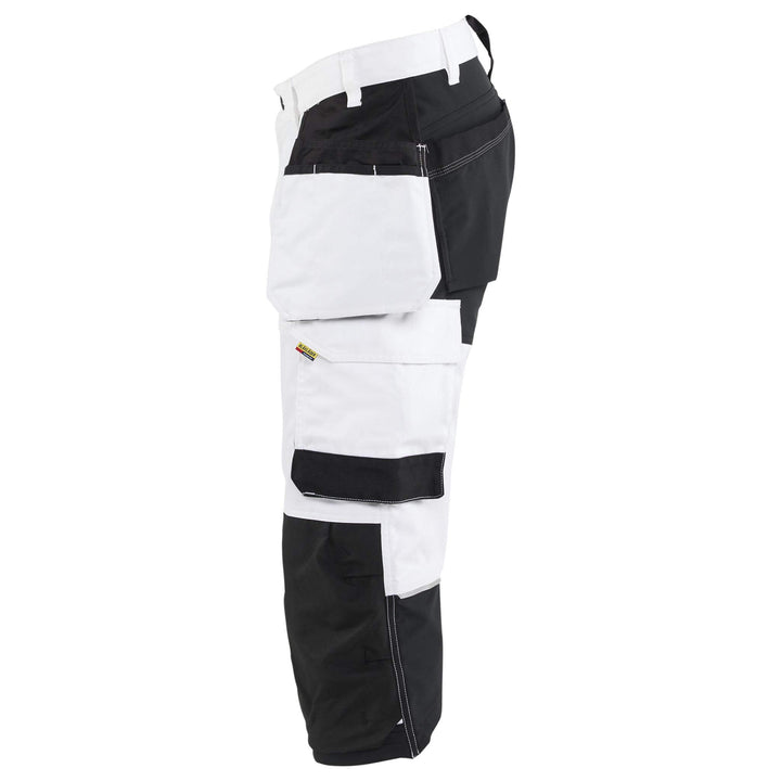 Blaklader 17741832 Painters 4-Way Stretch Pirate Trousers White/Black Left #colour_white-black