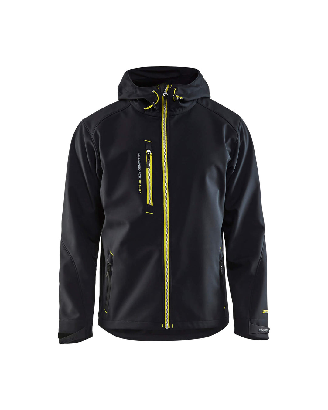 Blaklader 49492517 Pro Softshell Jacket Black/Hi-Vis Yellow Main #colour_black-hi-vis-yellow