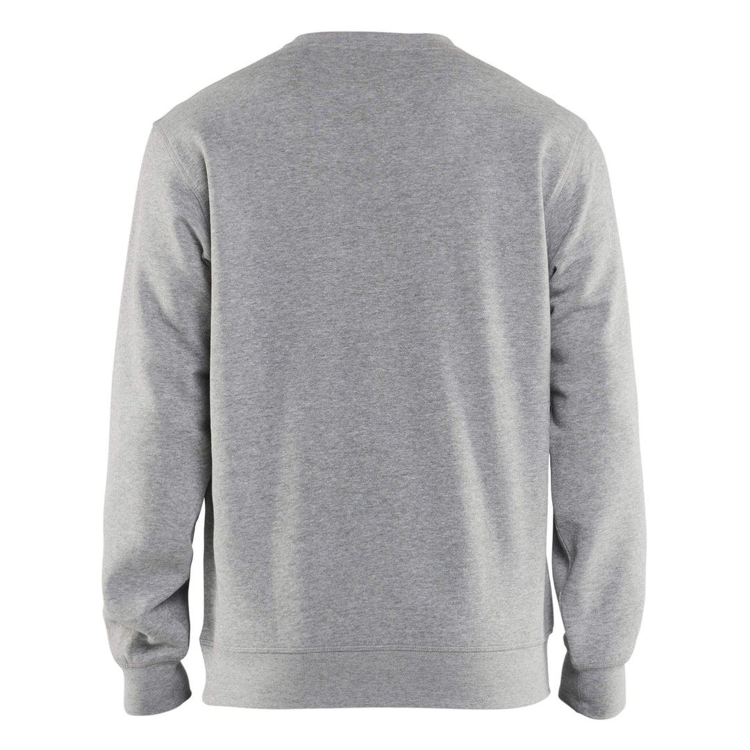 Blaklader 33641157 Round Neck College Jersey Sweatshirt Grey Melange Rear #colour_grey-melange