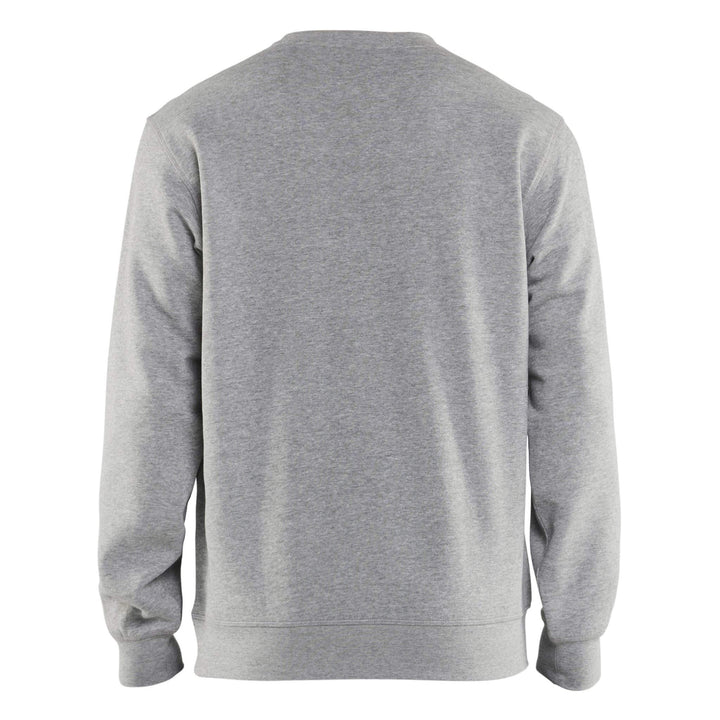 Blaklader 33641157 Round Neck College Jersey Sweatshirt Grey Melange Rear #colour_grey-melange