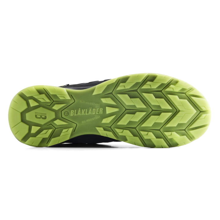 Blaklader 24120000 SPRINTER S3S Lightweight ESD Composite Toe Cap Trainer Safety Shoes Black/Lime Green Rear #colour_black-lime-green