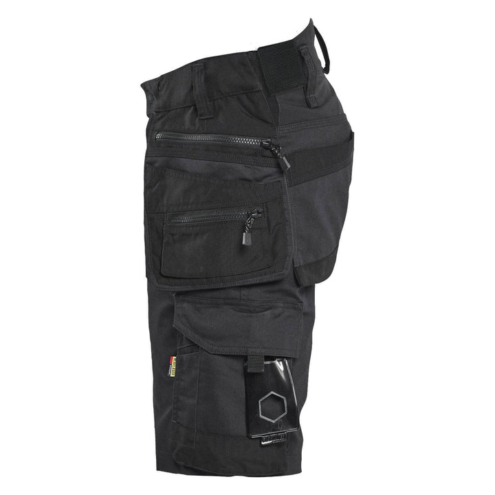 Blaklader 19721149 STRIKER Craftsman Stretch Denim Shorts Black/Black Left #colour_black-black