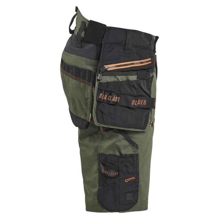Blaklader 19721149 STRIKER Craftsman Stretch Denim Shorts Forest Green/Rust Right #colour_forest-green-rust