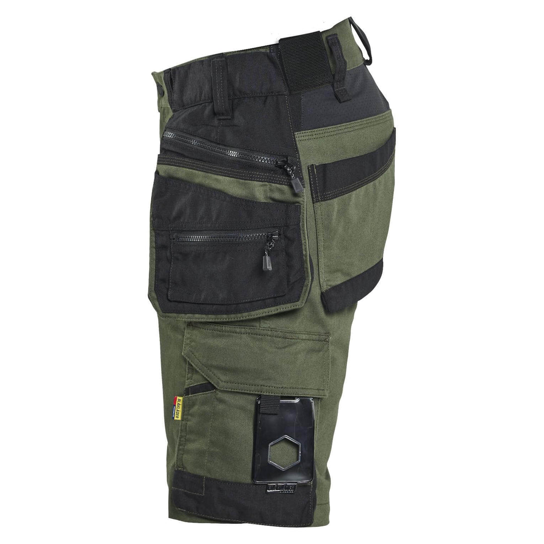 Blaklader 19721149 STRIKER Craftsman Stretch Denim Shorts Forest Night/Black Left #colour_forest-night-black