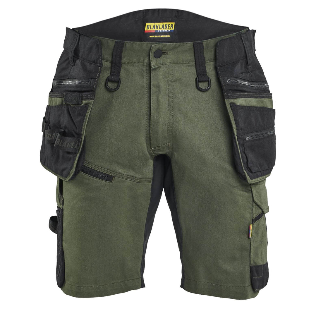 Blaklader 19721149 STRIKER Craftsman Stretch Denim Shorts Forest Night/Black Main #colour_forest-night-black