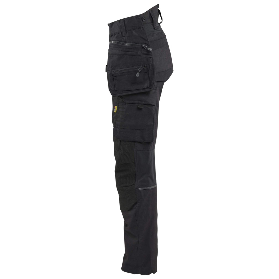 Blaklader 71701149 STRIKER Ladies Craftsman Stretch Knee Pad Trousers Black/Black Left #colour_black-black