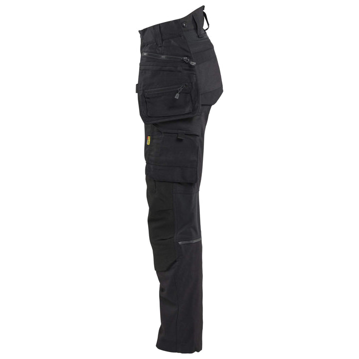 Blaklader 71701149 STRIKER Ladies Craftsman Stretch Knee Pad Trousers Black/Black Left #colour_black-black