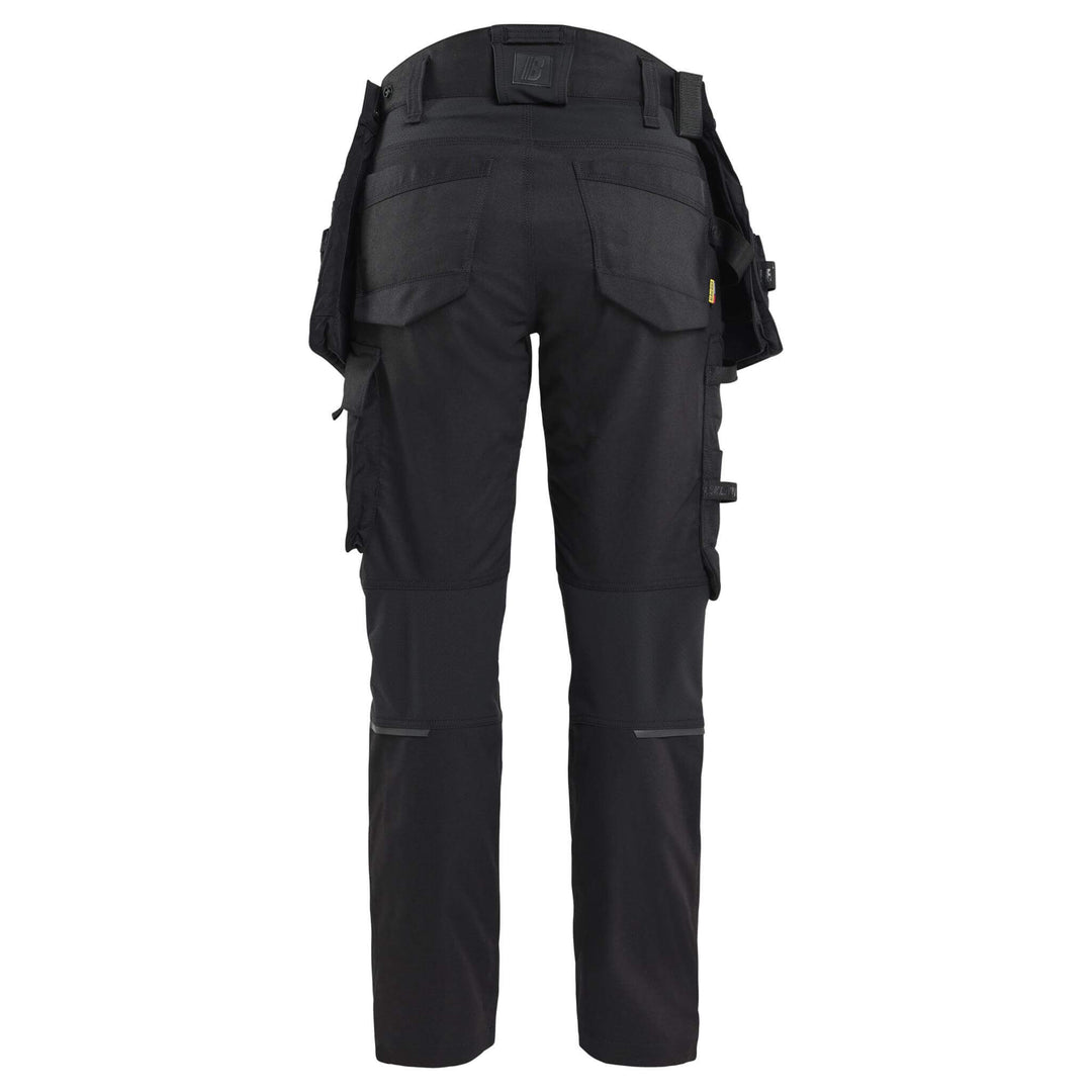 Blaklader 71701149 STRIKER Ladies Craftsman Stretch Knee Pad Trousers Black/Black Rear #colour_black-black