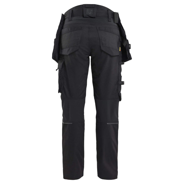 Blaklader 71701149 STRIKER Ladies Craftsman Stretch Knee Pad Trousers Black/Black Rear #colour_black-black