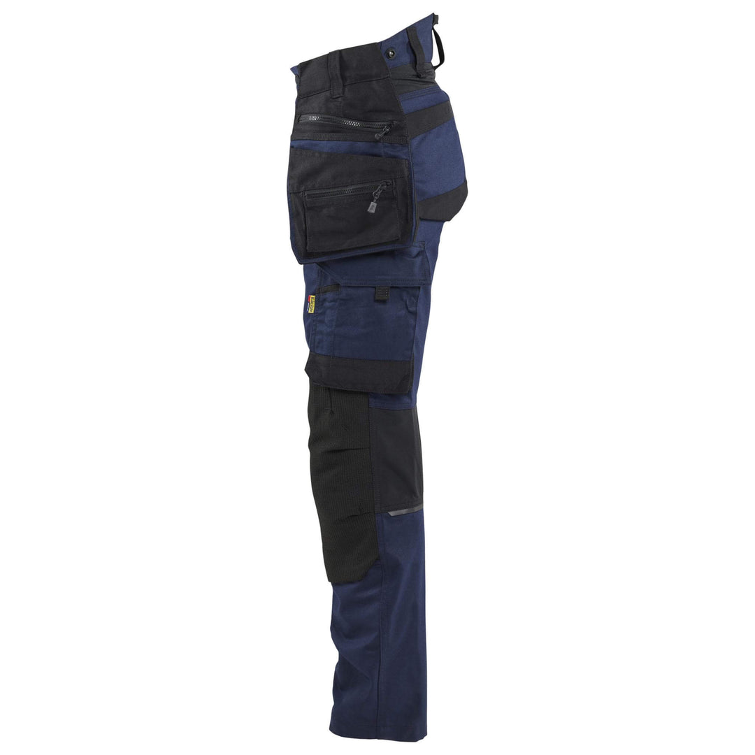 Blaklader 71701149 STRIKER Ladies Craftsman Stretch Knee Pad Trousers Dark Navy Blue/Black Left #colour_dark-navy-blue-black