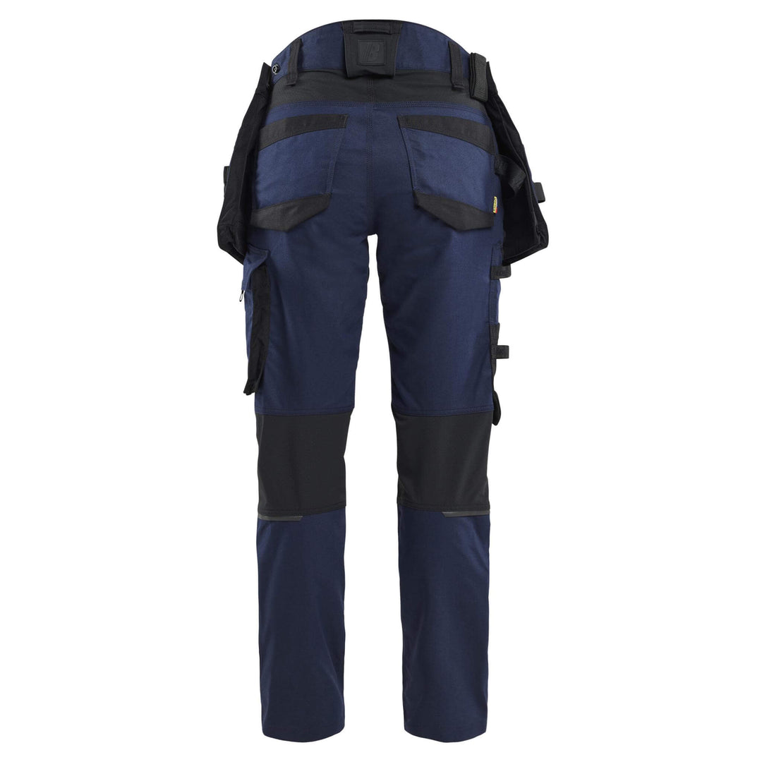 Blaklader 71701149 STRIKER Ladies Craftsman Stretch Knee Pad Trousers Dark Navy Blue/Black Rear #colour_dark-navy-blue-black