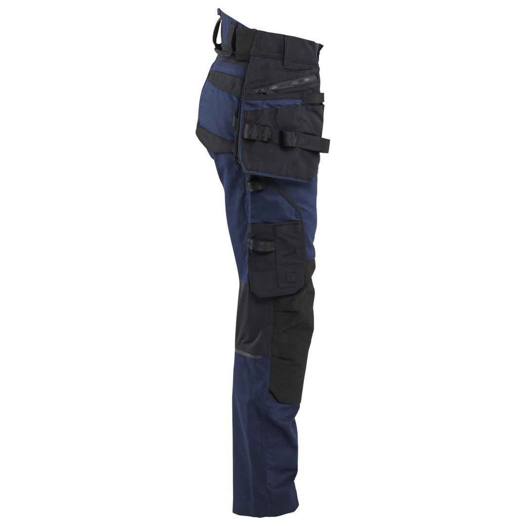 Blaklader 71701149 STRIKER Ladies Craftsman Stretch Knee Pad Trousers Dark Navy Blue/Black Right #colour_dark-navy-blue-black