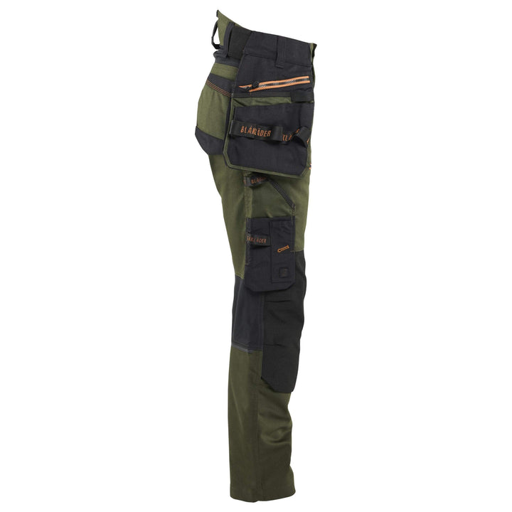 Blaklader 71701149 STRIKER Ladies Craftsman Stretch Knee Pad Trousers Forest Green/Rust Right #colour_forest-green-rust