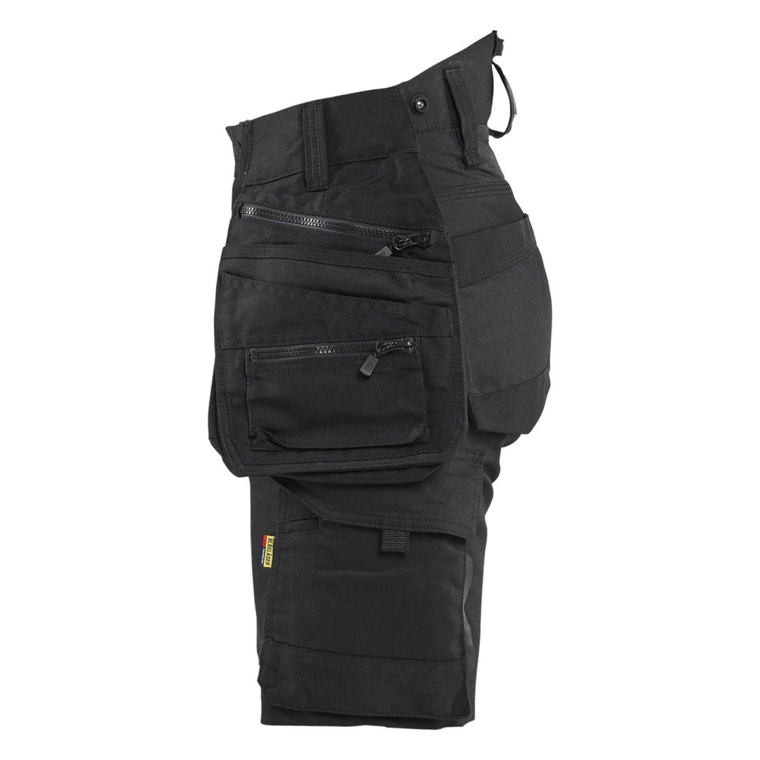 Blaklader 71751149 STRIKER Ladies Craftsman Stretch Shorts Black/Black Left #colour_black-black
