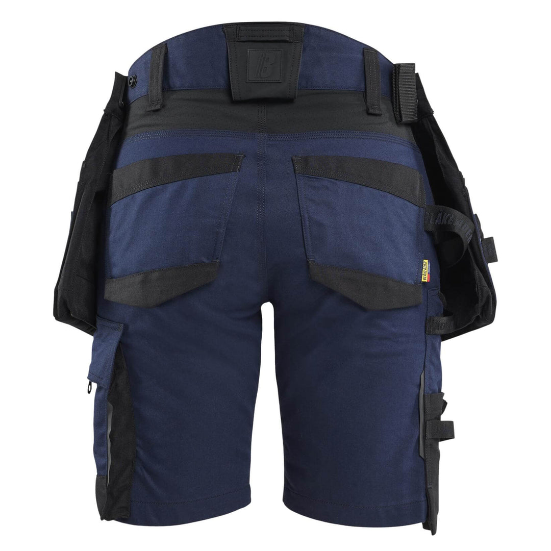 Blaklader 71751149 STRIKER Ladies Craftsman Stretch Shorts Dark Navy Blue/Black Rear #colour_dark-navy-blue-black