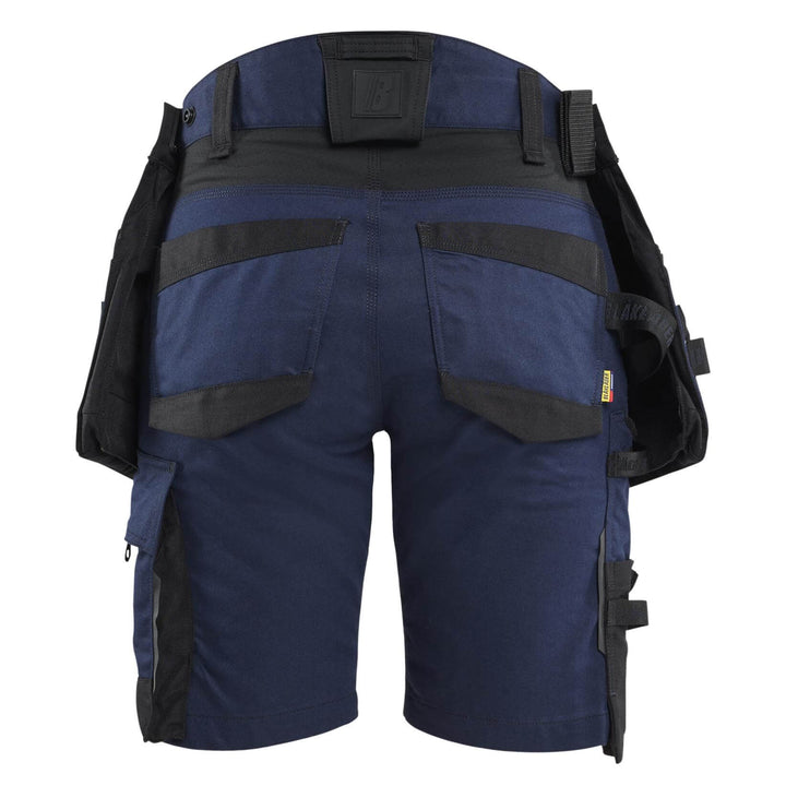 Blaklader 71751149 STRIKER Ladies Craftsman Stretch Shorts Dark Navy Blue/Black Rear #colour_dark-navy-blue-black