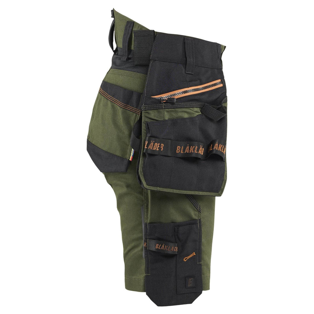 Blaklader 71751149 STRIKER Ladies Craftsman Stretch Shorts Forest Green/Rust Right #colour_forest-green-rust