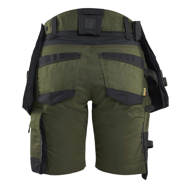 Blaklader 71751149 STRIKER Ladies Craftsman Stretch Shorts Forest Night/Black Rear #colour_forest-night-black