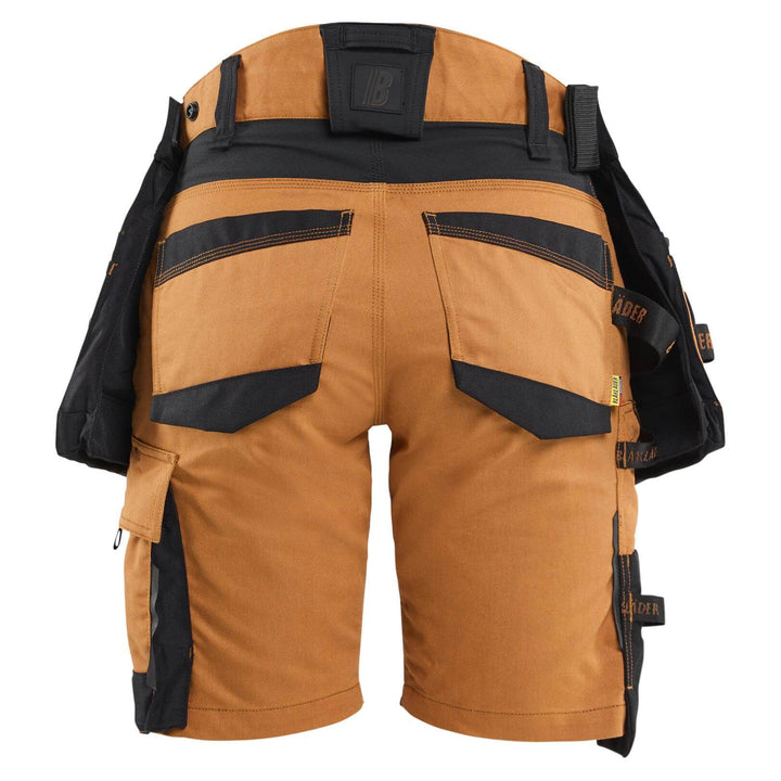 Blaklader 71751149 STRIKER Ladies Craftsman Stretch Shorts Rust/Black Rear #colour_rust-black
