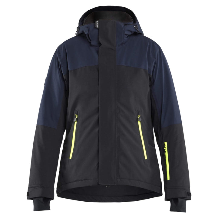 Blaklader 47071917 STRIKER Ladies Stretch Insulated Waterproof Winter Jacket Dark Navy Blue/Hi-Vis Yellow Main #colour_dark-navy-blue-hi-vis-yellow