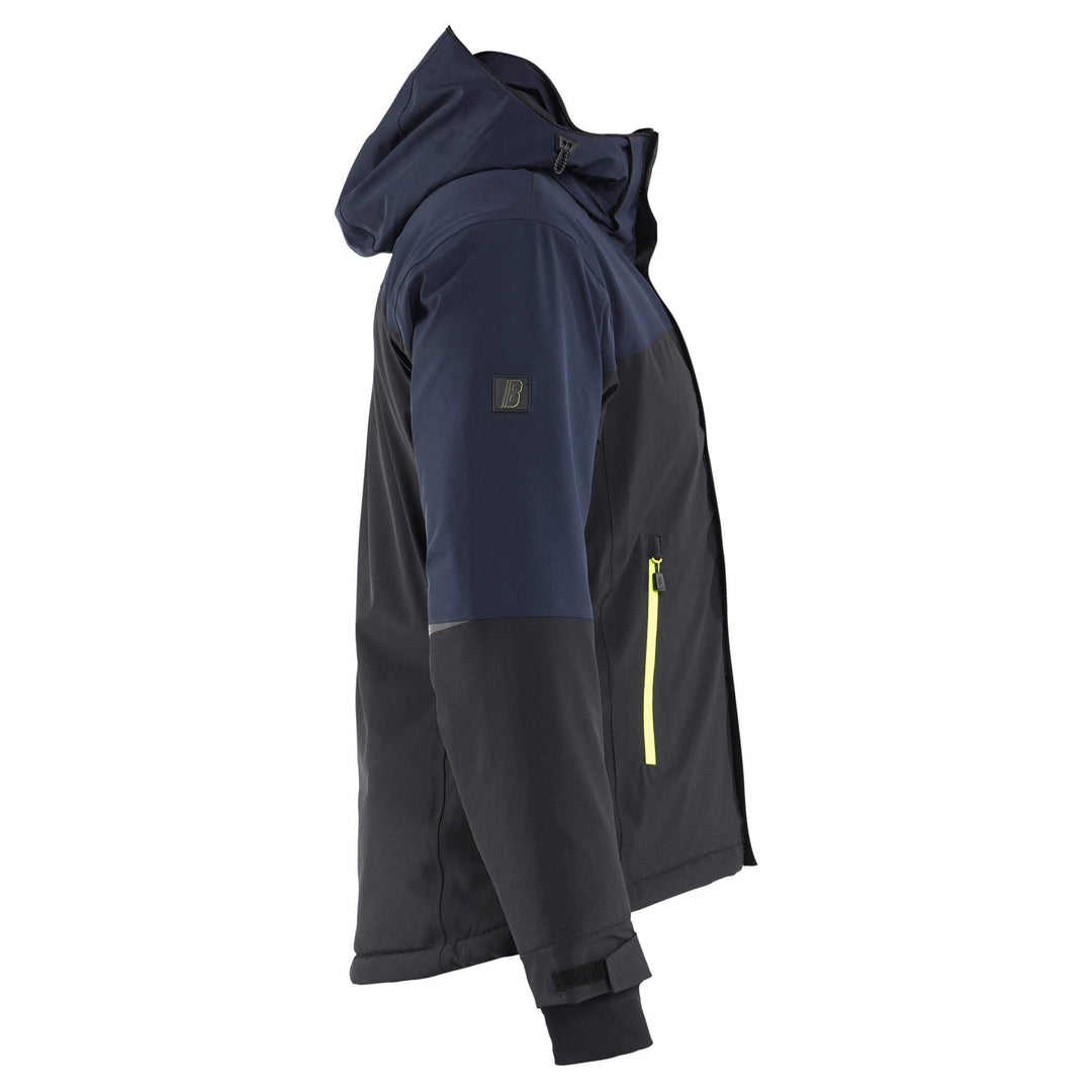 Blaklader 47071917 STRIKER Ladies Stretch Insulated Waterproof Winter Jacket Dark Navy Blue/Hi-Vis Yellow Right #colour_dark-navy-blue-hi-vis-yellow