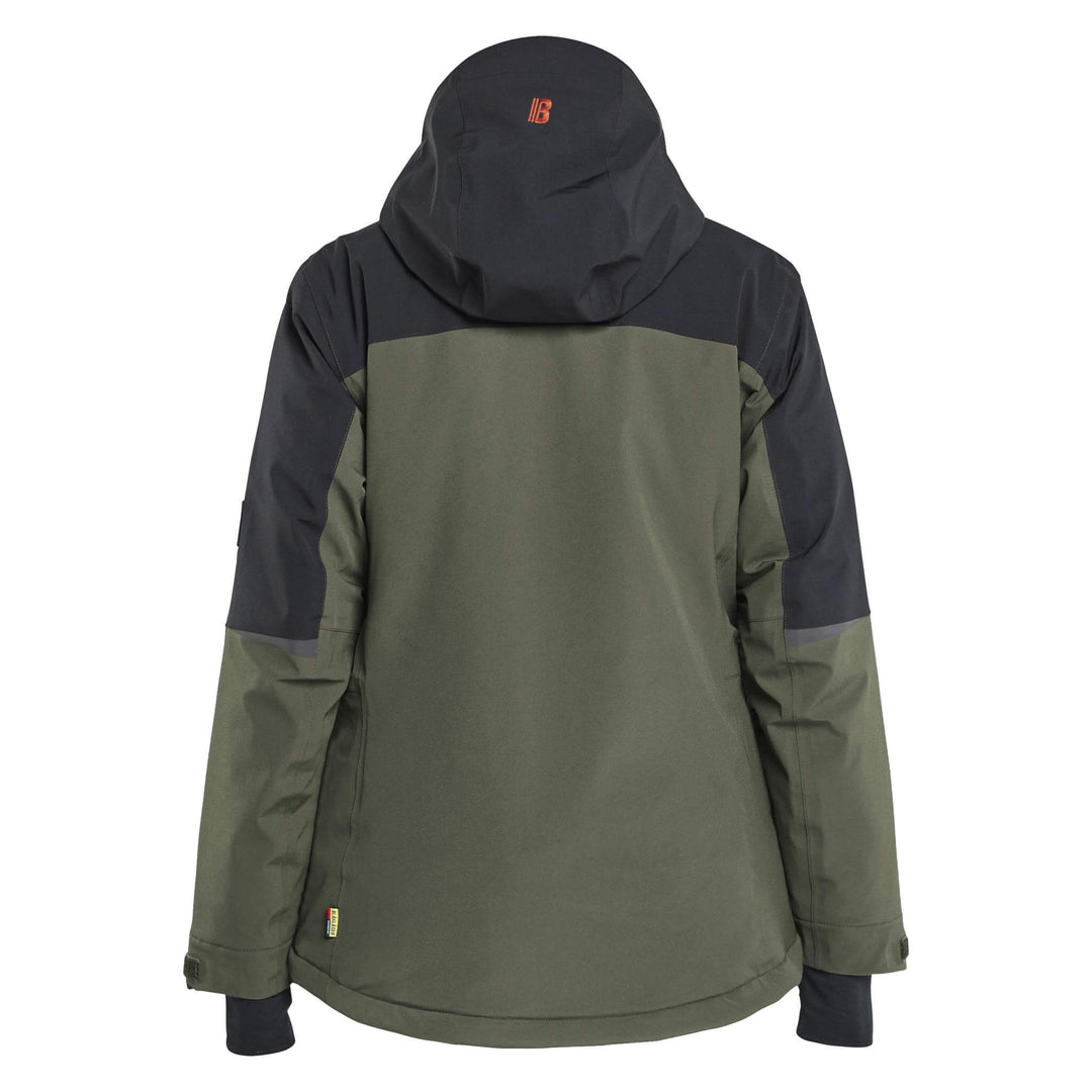 Blaklader 47071917 STRIKER Ladies Stretch Insulated Waterproof Winter Jacket Forest Green/Rust Rear #colour_forest-green-rust
