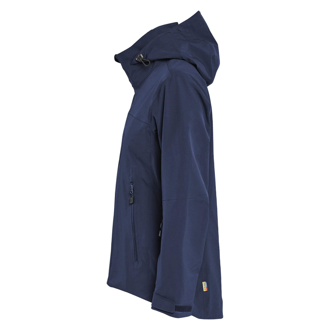 Blaklader 47081916 STRIKER Ladies Waterproof Hooded Stretch Shell Jacket Dark Navy Blue Left #colour_dark-navy-blue