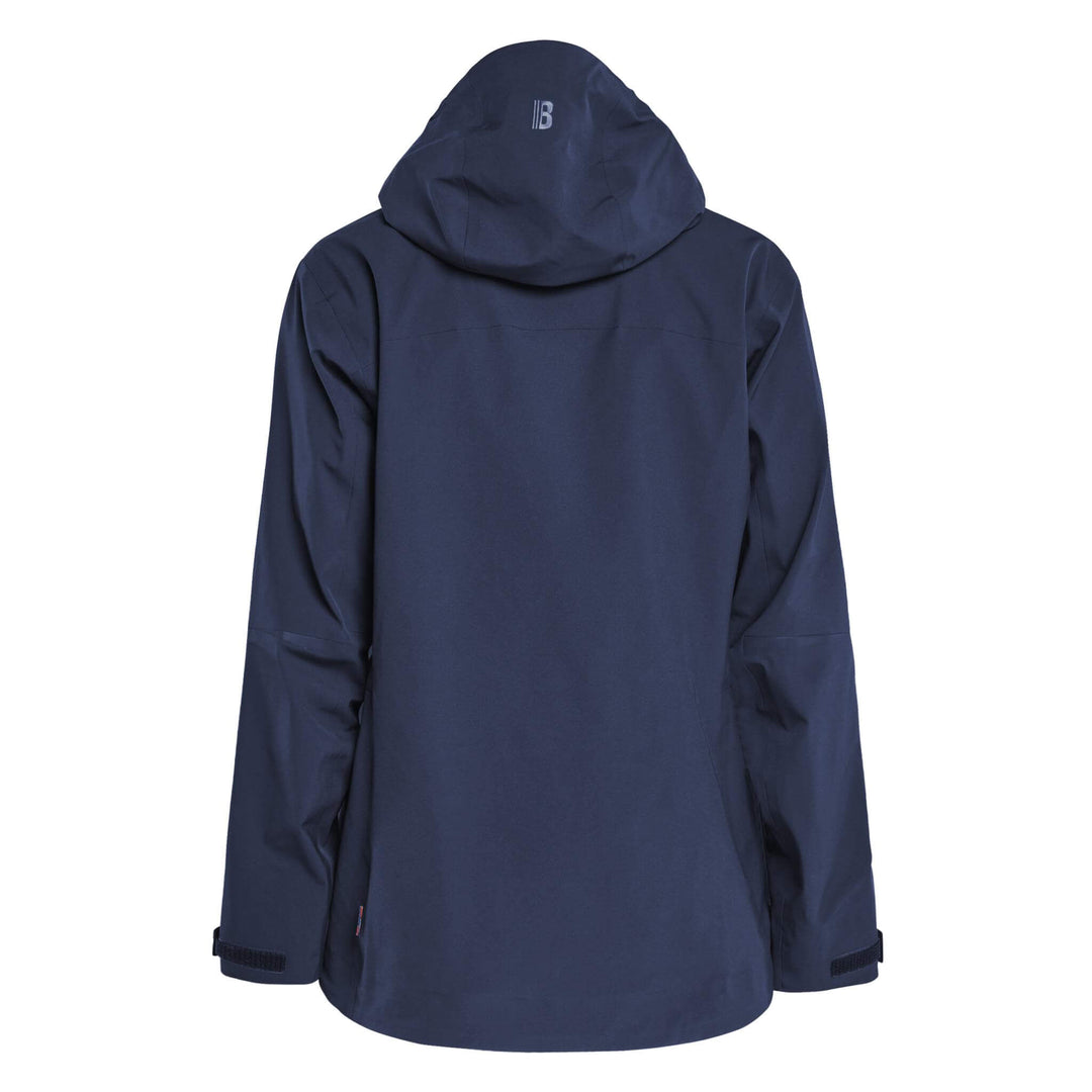 Blaklader 47081916 STRIKER Ladies Waterproof Hooded Stretch Shell Jacket Dark Navy Blue Rear #colour_dark-navy-blue