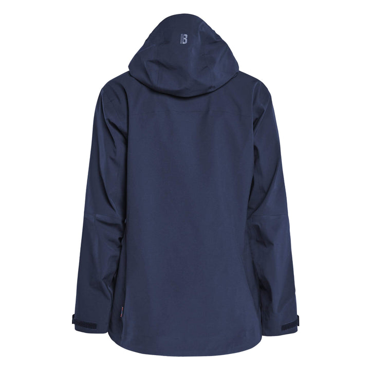Blaklader 47081916 STRIKER Ladies Waterproof Hooded Stretch Shell Jacket Dark Navy Blue Rear #colour_dark-navy-blue
