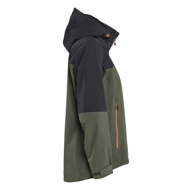 Blaklader 47081916 STRIKER Ladies Waterproof Hooded Stretch Shell Jacket Forest Green/Rust Right #colour_forest-green-rust