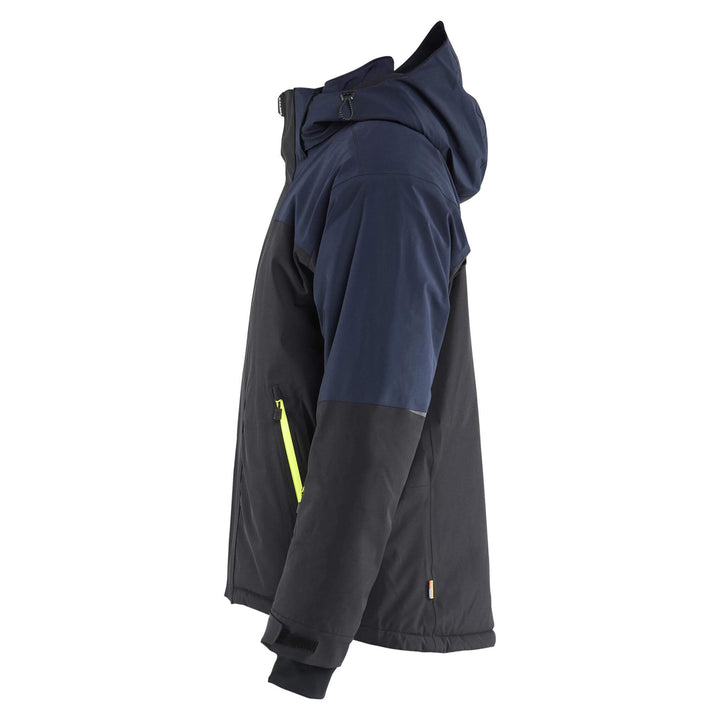 Blaklader 49911917 STRIKER Stretch Waterproof Winter Jacket Dark Navy Blue/Hi-Vis Yellow Left #colour_dark-navy-blue-hi-vis-yellow