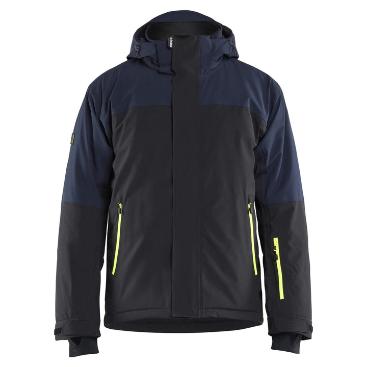 Blaklader 49911917 STRIKER Stretch Waterproof Winter Jacket Dark Navy Blue/Hi-Vis Yellow Main #colour_dark-navy-blue-hi-vis-yellow