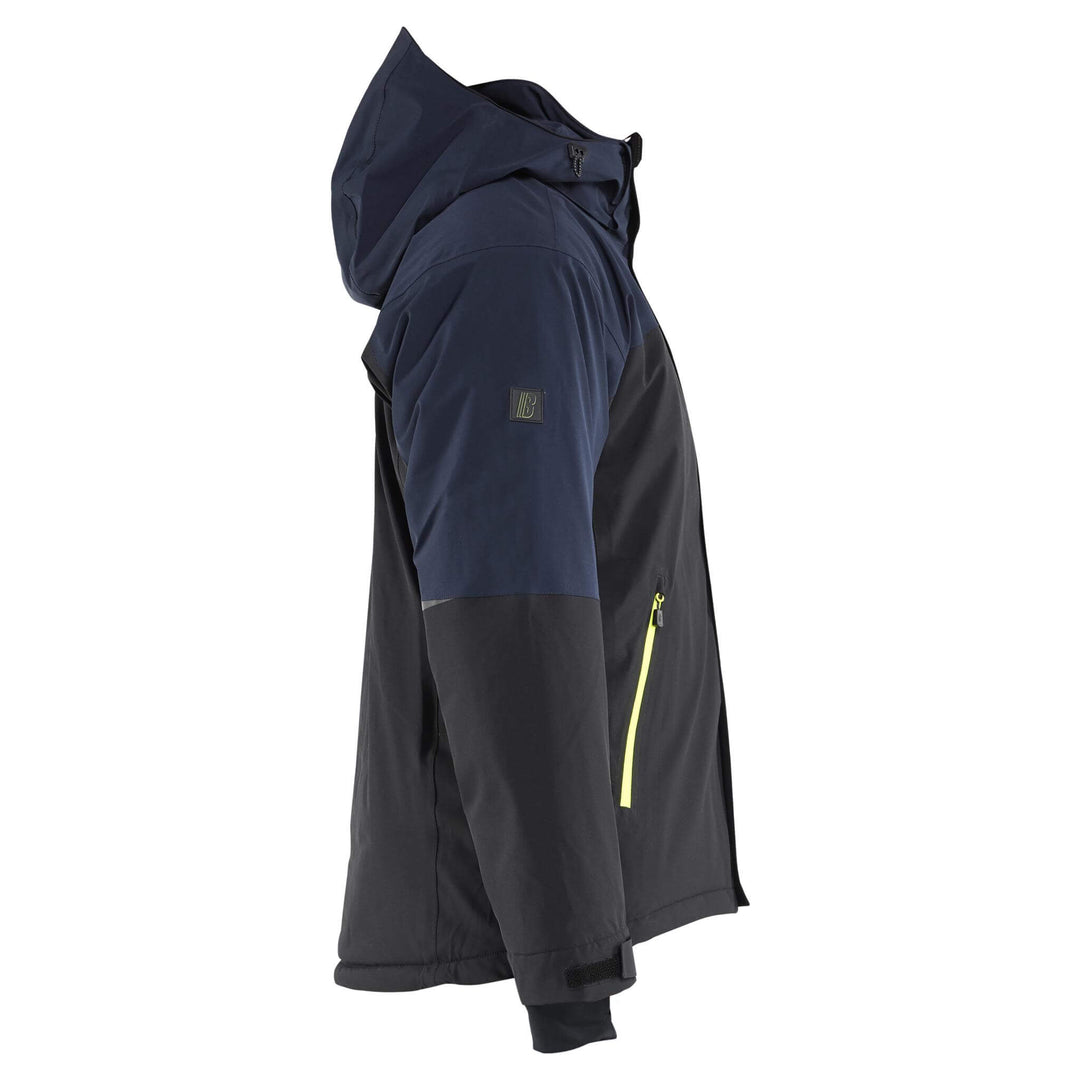 Blaklader 49911917 STRIKER Stretch Waterproof Winter Jacket Dark Navy Blue/Hi-Vis Yellow Right #colour_dark-navy-blue-hi-vis-yellow
