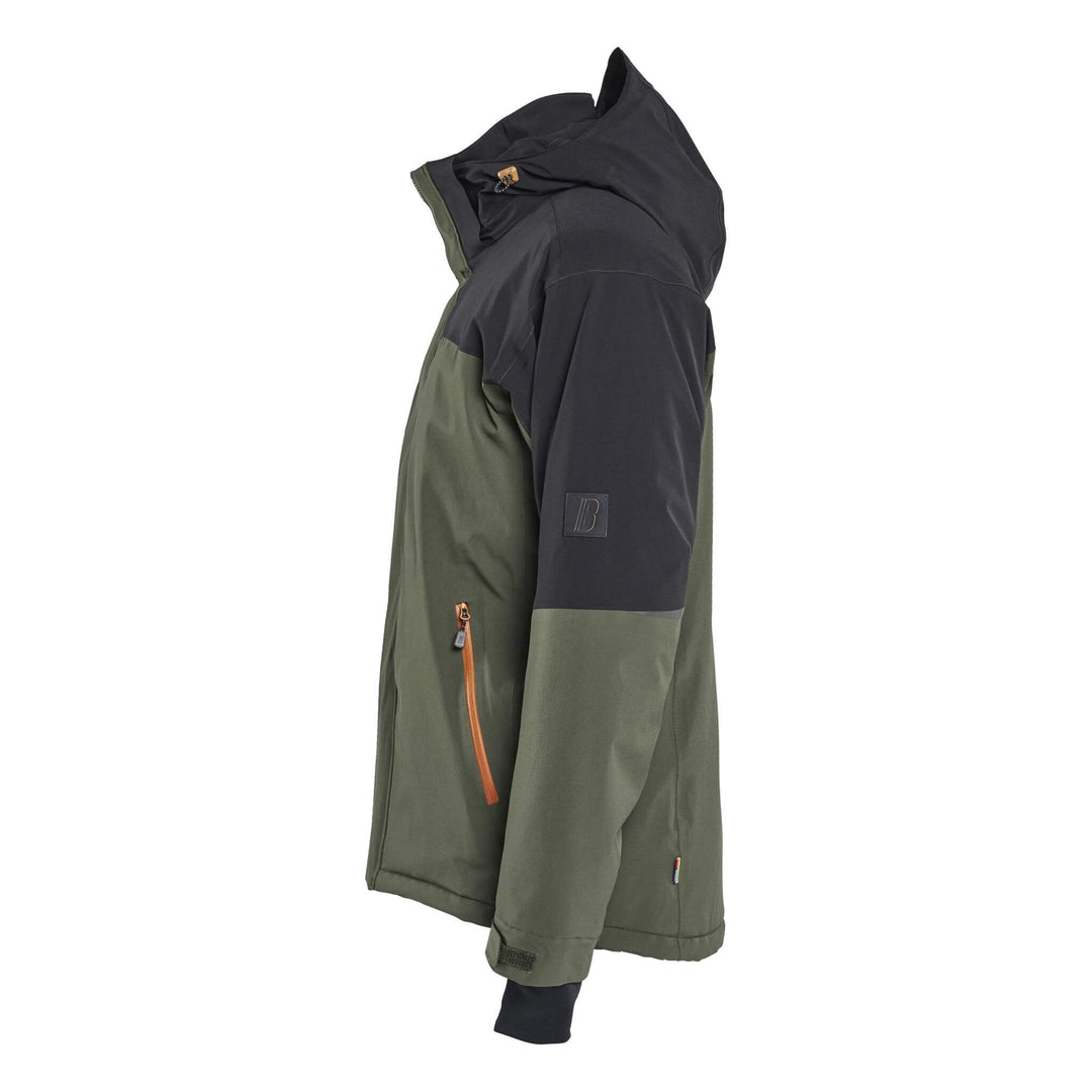 Blaklader 49911917 STRIKER Stretch Waterproof Winter Jacket Forest Green/Rust Left #colour_forest-green-rust