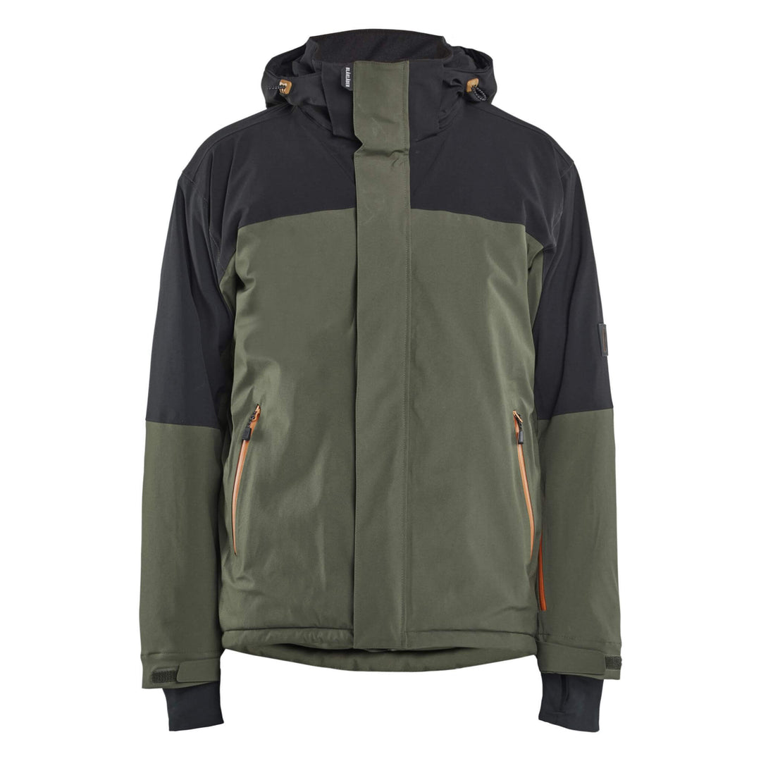 Blaklader 49911917 STRIKER Stretch Waterproof Winter Jacket Forest Green/Rust Main #colour_forest-green-rust