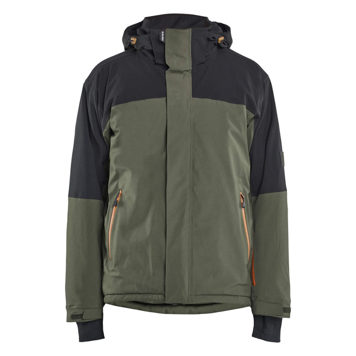 Blaklader 49911917 STRIKER Stretch Waterproof Winter Jacket Forest Green/Rust Main #colour_forest-green-rust