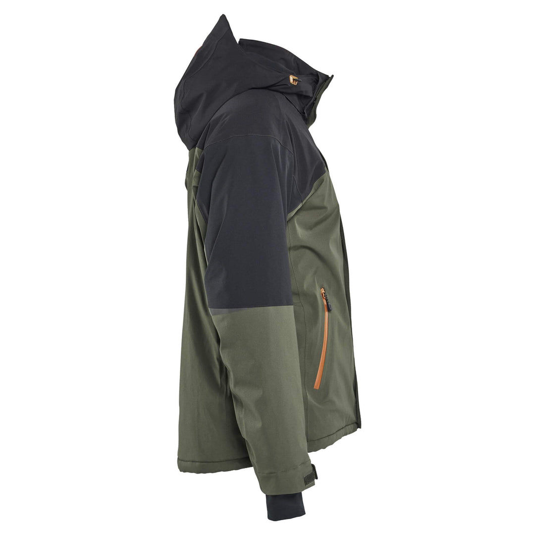 Blaklader 49911917 STRIKER Stretch Waterproof Winter Jacket Forest Green/Rust Right #colour_forest-green-rust